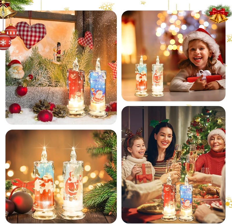 SupBri Store Flameless LED Candles Set of 4 with Santa Claus, Snowman Decals - Battery Operated Christmas Themed Festival Gift Decorations - Image 4